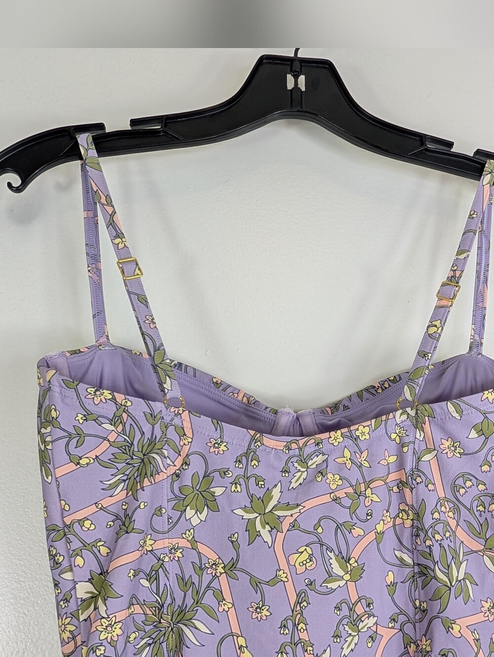 NWT Tory Burch Lilac Garden Medallion Underwire One Piece Swimsuit Size XS New - Picture 9 of 16